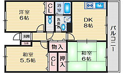 クリアコートT&T 5階3DKの間取り