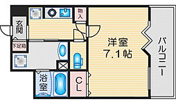 アーバンウェル茨木 7階1Kの間取り