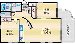 ウォールデンヒルズ 2LDKの間取図画像