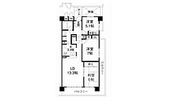 コスモ茨木上穂積 3LDKの間取図画像