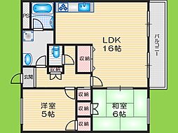 ヴァンベール玉川 2LDKの間取図画像