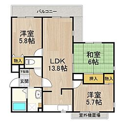 コート・若園 3LDKの間取図画像