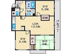 コート・若園 3LDKの間取図画像