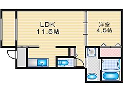 サンシャイン 1LDKの間取図画像