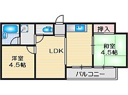 千里丘アヴニュー 1DKの間取図画像