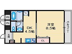 エステート茨木駅前 1DKの間取図画像