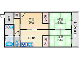 寺川マンション1号館 3LDKの間取図画像