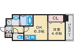 レシオ千里丘 1DKの間取図画像