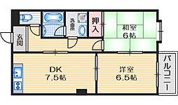 シエテ高槻 2DKの間取図画像