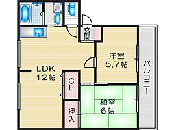サンクレール 2LDKの間取図画像