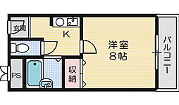 本町八番館 1Kの間取図画像