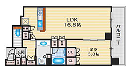 ジオタワー高槻ミューズフロント 1LDKの間取図画像