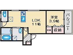 クレッシェンド3 1LDKの間取図画像