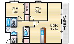 トレビアン箕面 2LDKの間取図画像