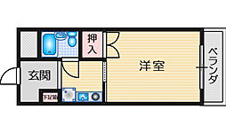 イーストヴィレッジ茨木 ワンルームの間取図画像