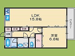 ヴィラミシカ 1LDKの間取図画像