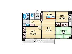 パルコート 3LDKの間取図画像