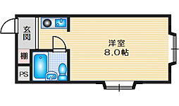 レナジア高槻 1Kの間取図画像
