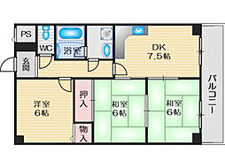 ニューハイツ 2LDKの間取図画像