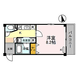 メゾンアンシャンテ 1Kの間取図画像