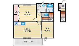 ファミーユ大阪高槻 2LDKの間取図画像