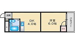 崎山ハイム 1Kの間取図画像