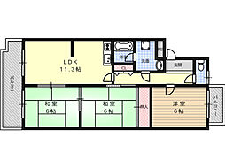 ウエストハイツ2 3LDKの間取図画像