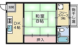 高瀬ハイツ 1Kの間取図画像