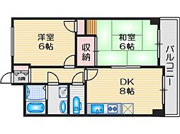 センターコート 2DKの間取図画像