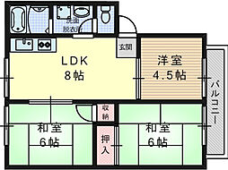 ウインディア南平台A棟 3LDKの間取図画像