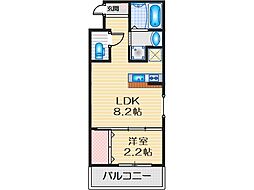 リアコート千里2 NORTH 1LDKの間取図画像