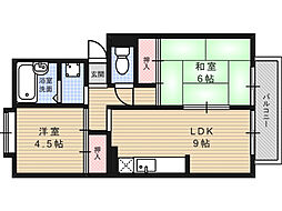 シャンポール・ド・高槻 2LDKの間取図画像