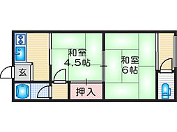 フォアール摂津鳥飼2 2Kの間取図画像