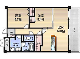 グランデ紫陽花 2LDKの間取図画像