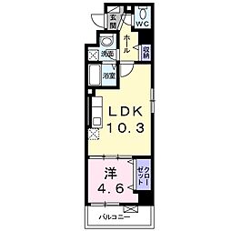 ハックベリー茨木南 1LDKの間取図画像