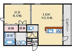 シルフィード真上 1LDKの間取図画像