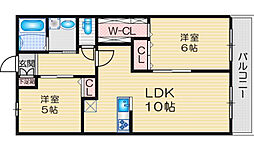 グレイスコート東太田A 2LDKの間取図画像