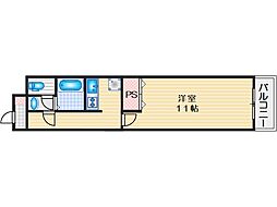 グランコート南摂津 1Kの間取図画像