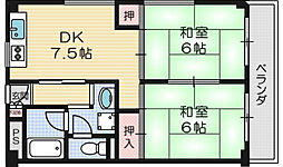 北邑ビル 2DKの間取図画像