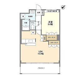 ティアーズガーデン 1LDKの間取図画像