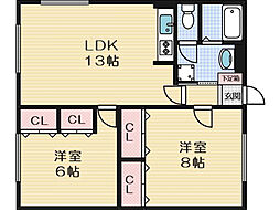 アイブライト 2LDKの間取図画像