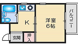 春日マンション 1Kの間取図画像