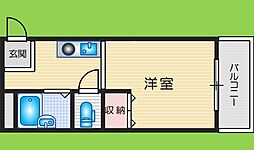クローバー・M・オザキA棟 1Kの間取図画像