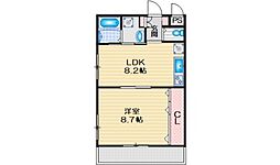 TIAハイム上本町 1DKの間取図画像