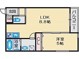 セレニティ豊川III 1LDKの間取図画像