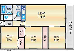 フローラ穂積台 3LDKの間取図画像