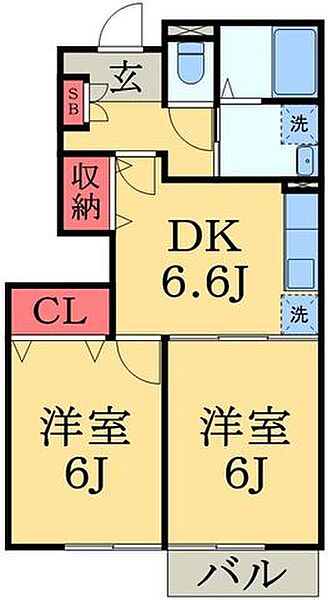 千葉県佐倉市上志津原(賃貸アパート2DK・1階・44.67㎡)の写真 その2