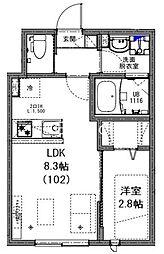 KEIAI RESIDENCE 勝田台 1階1LDKの間取り