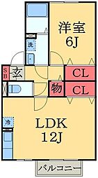 サンパティークさくら 1階1LDKの間取り