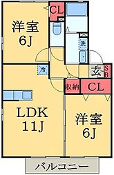 グレイスコート 2階2LDKの間取り